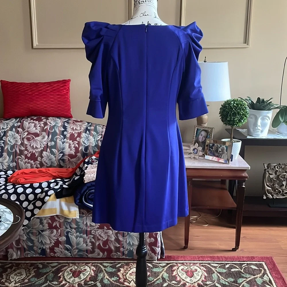 Jessica Simpson Cobalt Blue Puff Sleeve A-Line Dress - Picture 2 of 4